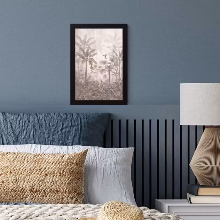 Poster met lijst - Jungle - Banenboom - Kolibrie - Beige — 4