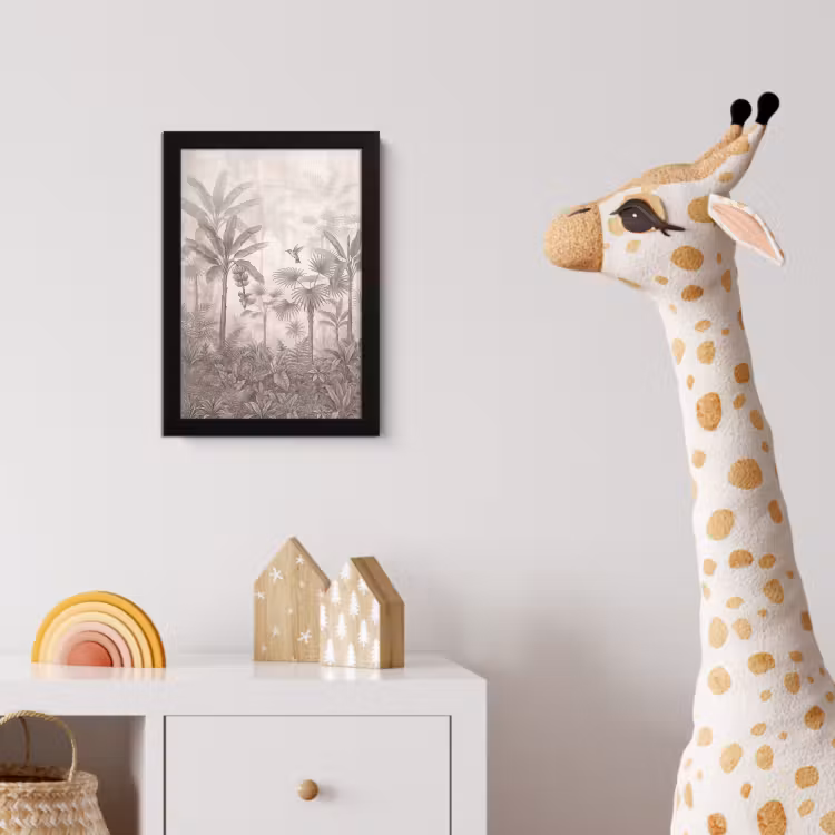 Poster met lijst - Jungle - Banenboom - Kolibrie - Beige — 5