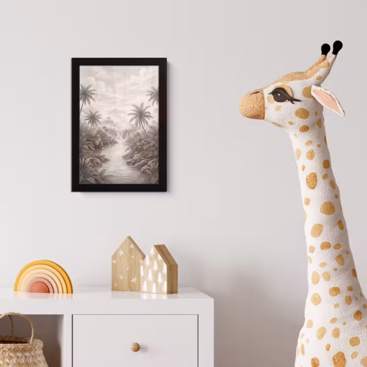 Poster met lijst - Jungle - Watervallen - Tropisch - Illustratie — 5