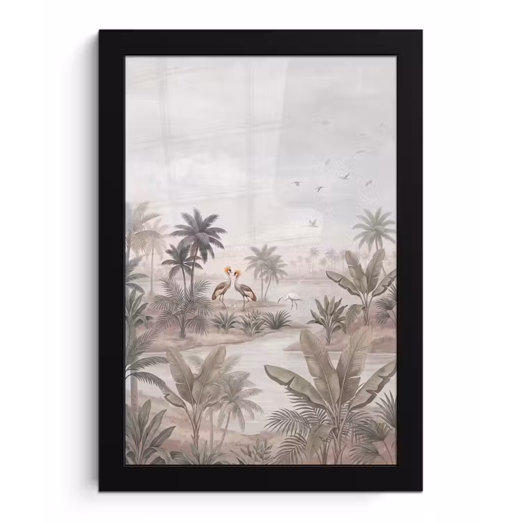 Poster met lijst - Kraanvogels - Palmbomen - Tropisch — 1