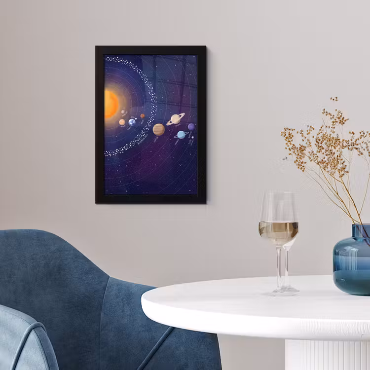 Poster met lijst - Planetenstelsel - Ruimte - Illustratie — 2