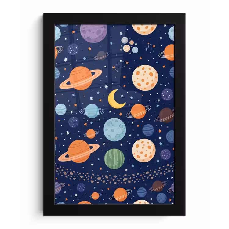 Poster met lijst - Ruimte - Planeten - Kleurrijk — 1