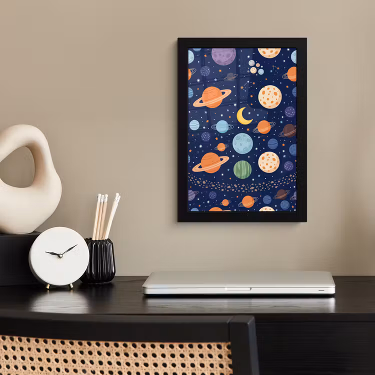Poster met lijst - Ruimte - Planeten - Kleurrijk — 3