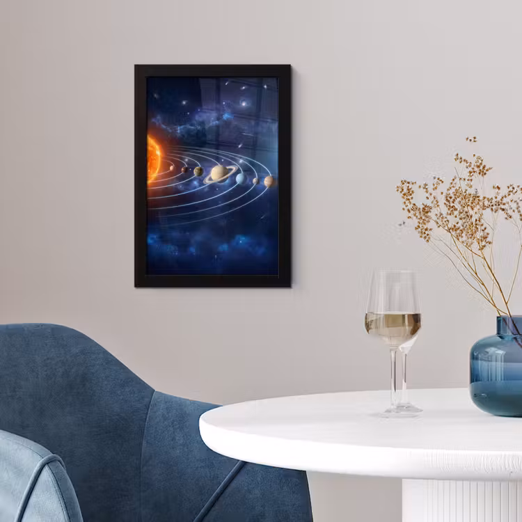 Poster met lijst - Ruimte - Zonnestelsel - Blauw — 2