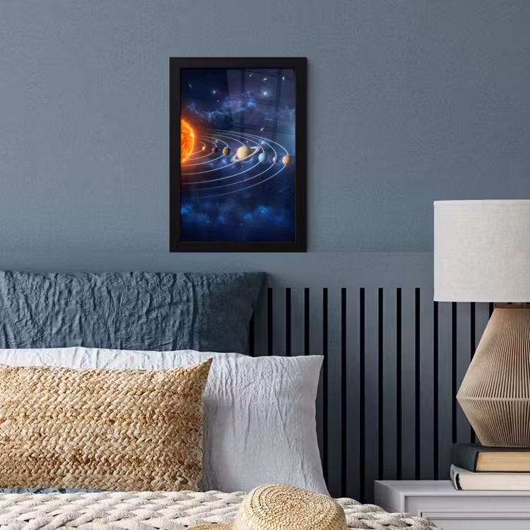 Poster met lijst - Ruimte - Zonnestelsel - Blauw — 4