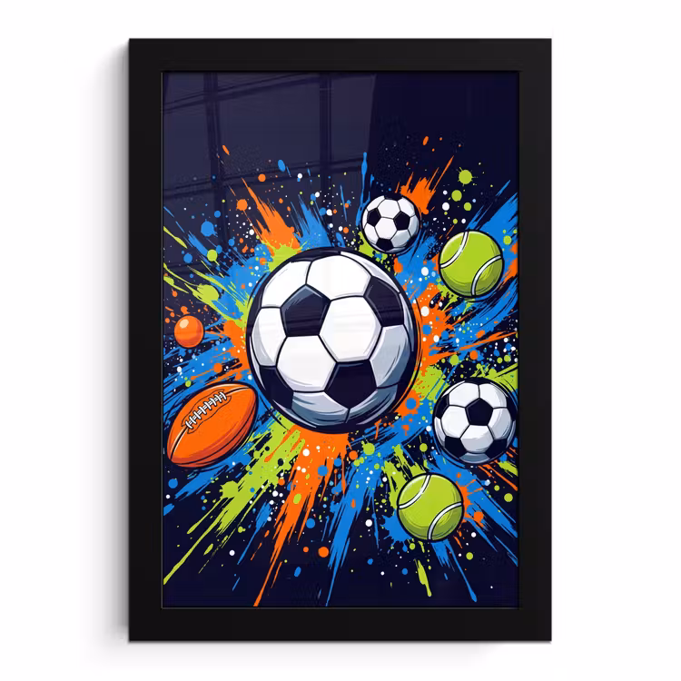 Poster met lijst - Sport - Ballen - Kleurrijk — 1