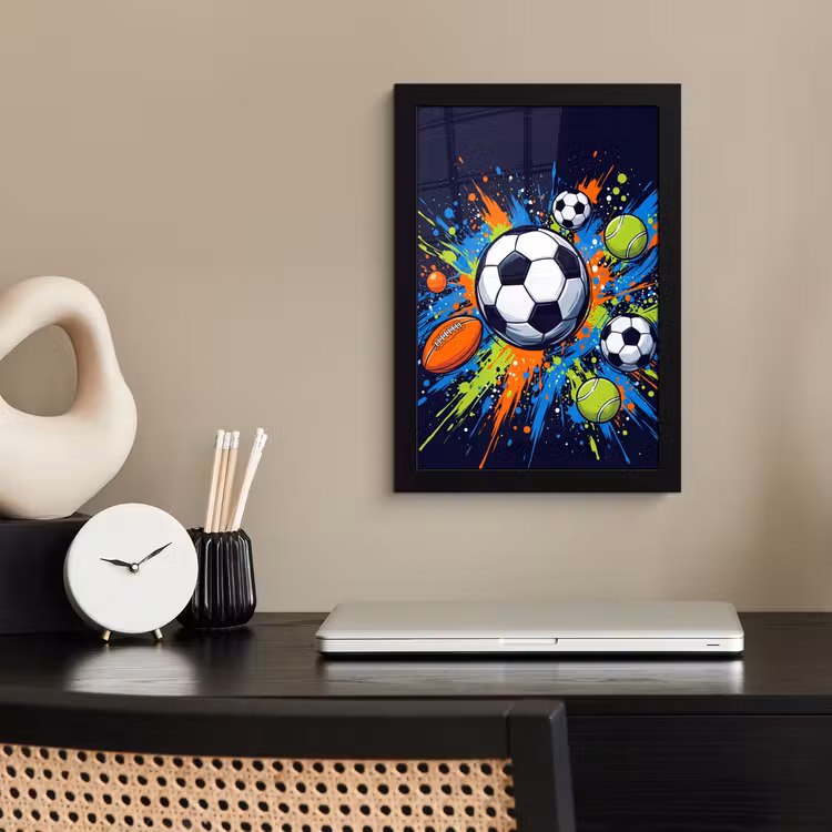 Poster met lijst - Sport - Ballen - Kleurrijk — 3