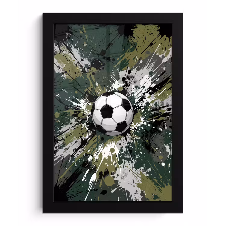 Poster met lijst - Voetbal - Verf - Spetters - Groen — 1