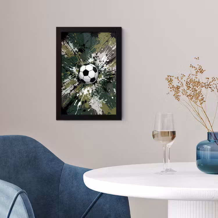 Poster met lijst - Voetbal - Verf - Spetters - Groen — 2