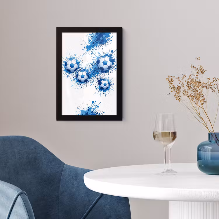Poster met lijst - Voetballen - Verf - Sport - Blauw — 2