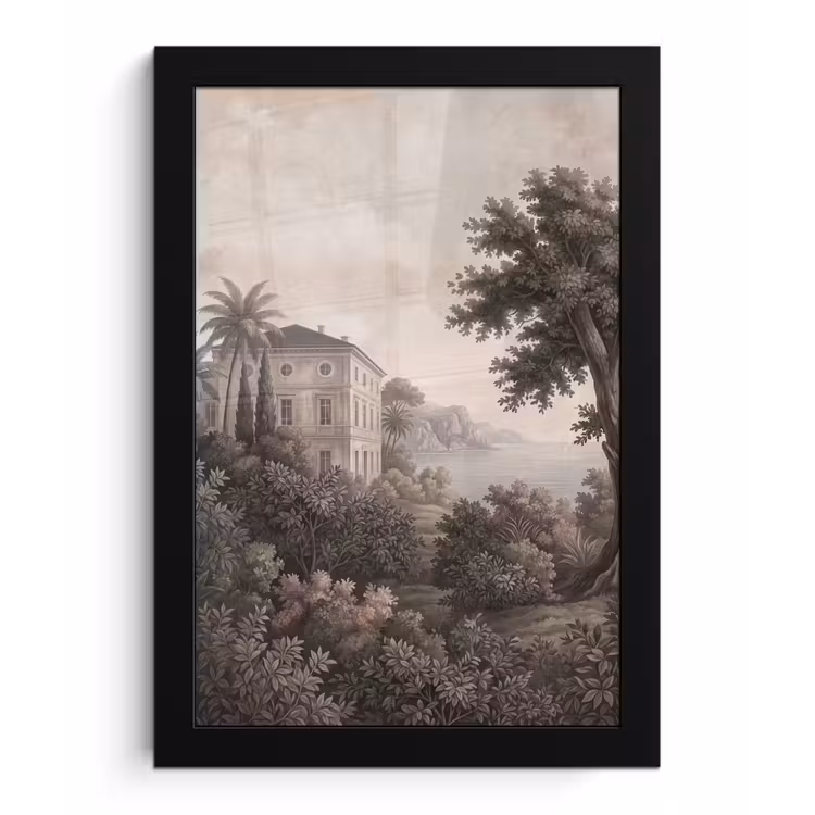 Poster met lijst - Zee - Villa - Beige — 1