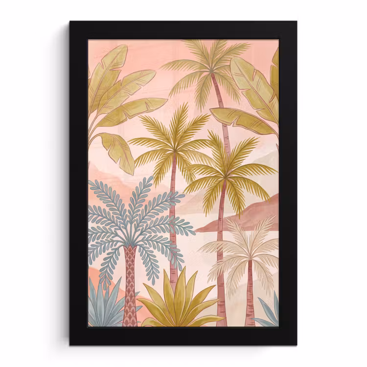 Poster met lijst - Illustratie - Palmbomen - Kleurrijk — 1
