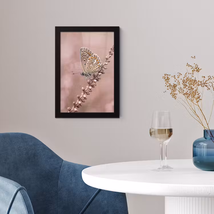 Poster met lijst - Lavendel - Vlinder - Paars — 2