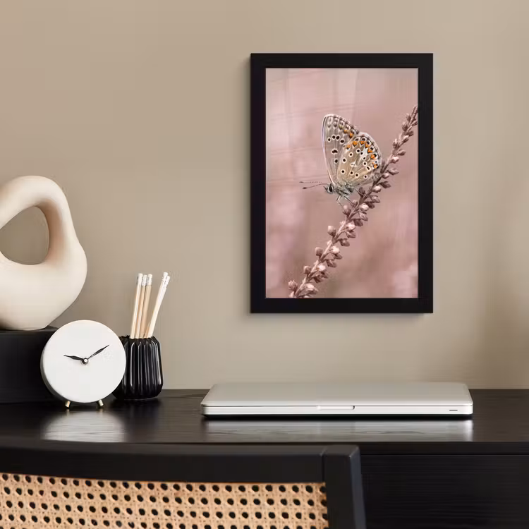 Poster met lijst - Lavendel - Vlinder - Paars — 3