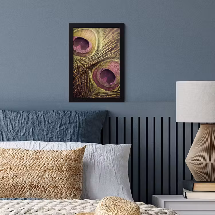 Poster met lijst - Pauw - Veren - Paars - Groen — 4
