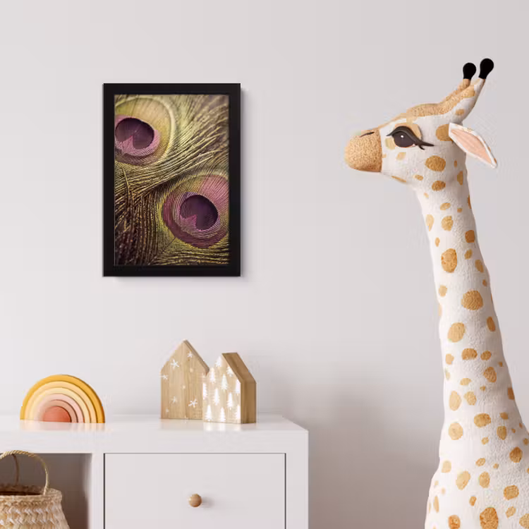 Poster met lijst - Pauw - Veren - Paars - Groen — 5