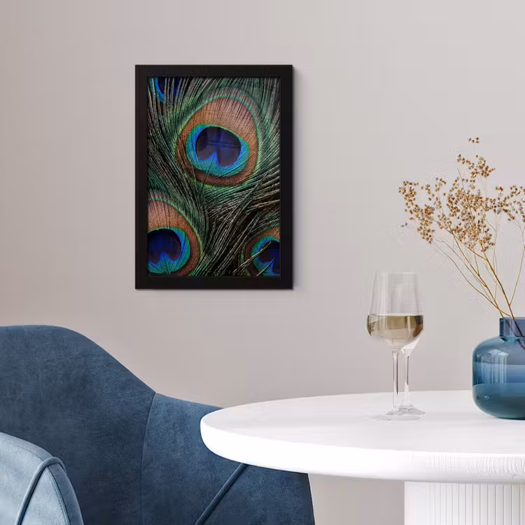 Poster met lijst - Pauwenveren - Klassiek - Groen — 2