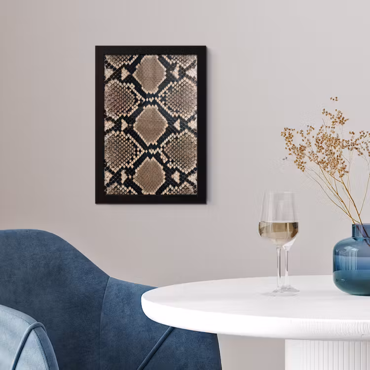 Poster met lijst - Slangenprint - Python - Bruin — 2