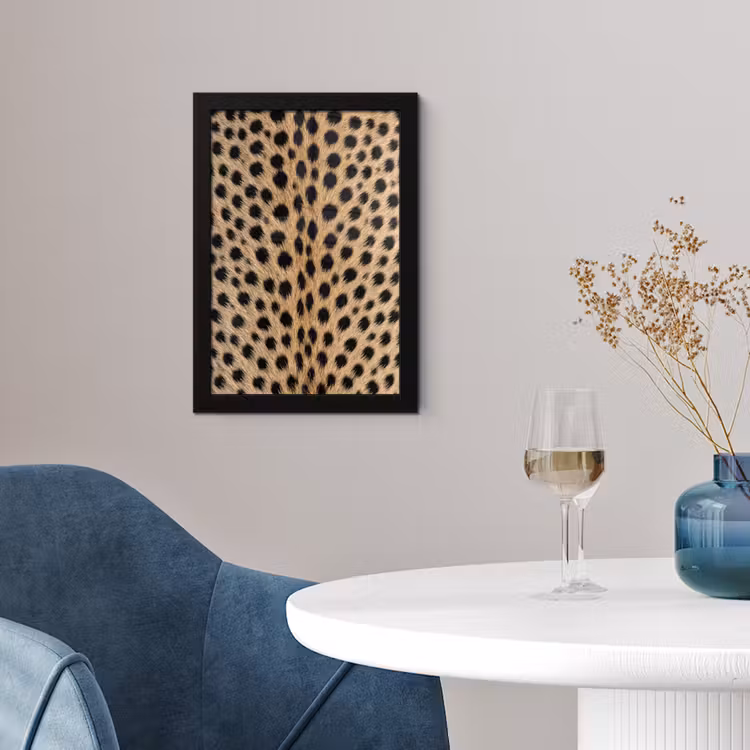 Poster met lijst - Vacht - Jachtluipaard - Zwart - Wit — 2