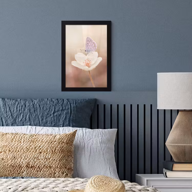 Poster met lijst - Vlinder - Bloem - Blauw — 4
