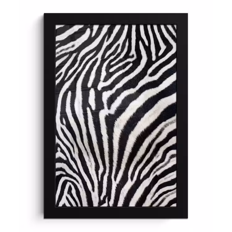 Poster met lijst - Zebra - Vacht - Klassiek - Zwart - Wit — 1
