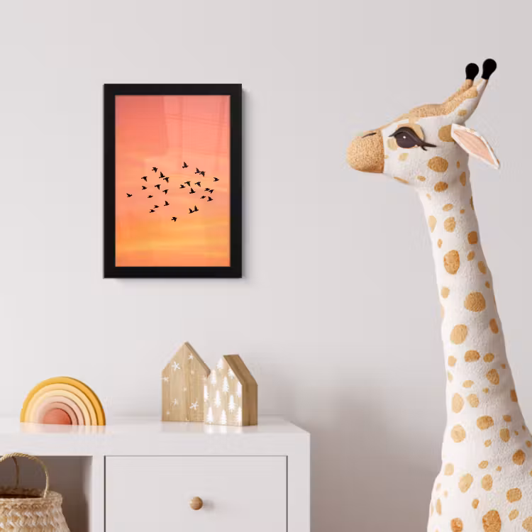 Poster met lijst - Zwerm - Vogels - Oranje — 5