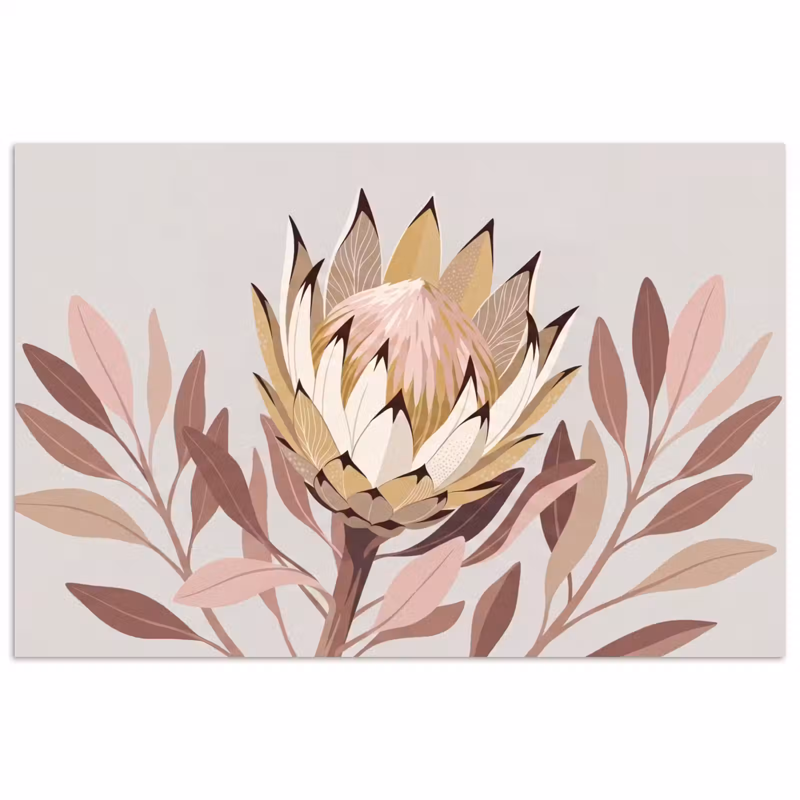 Poster - Protea - Bloem - Botanisch - Beige — 1