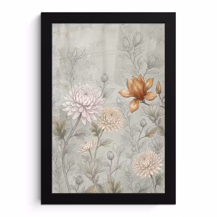 Poster met lijst - Illustratie - Bloemen - Groen — 1