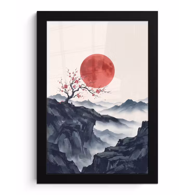 Poster met lijst - Kersenbloesem - Oosters - Rood — 1