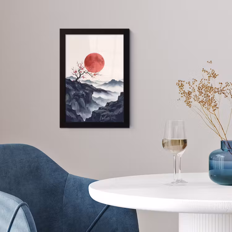 Poster met lijst - Kersenbloesem - Oosters - Rood — 2