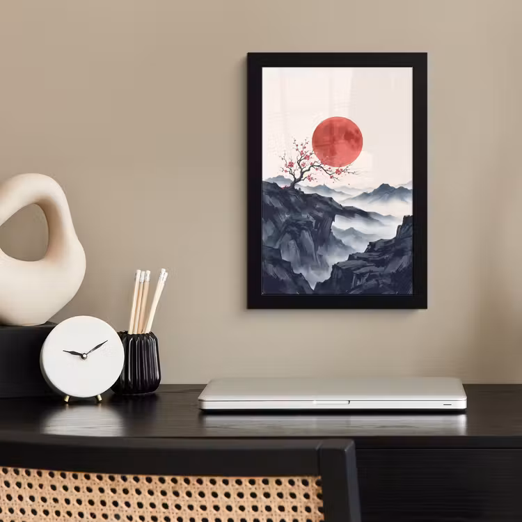 Poster met lijst - Kersenbloesem - Oosters - Rood — 3