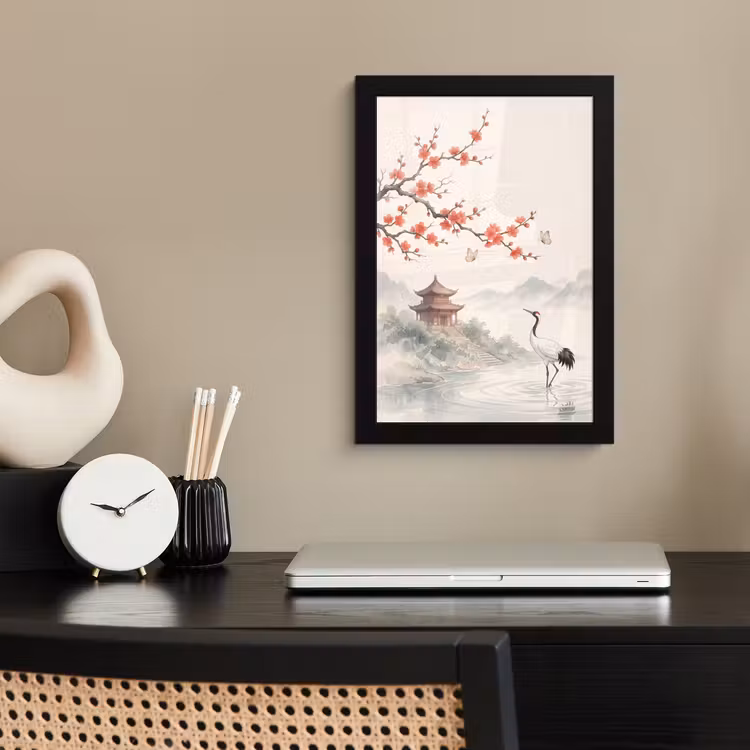 Poster met lijst - Kraanvogel - Azië - Klassiek — 3