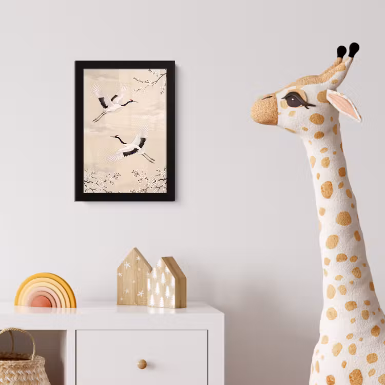 Poster met lijst - Kraanvogels - Bloesem - Beige — 5