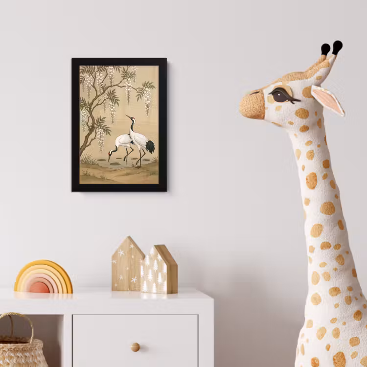 Poster met lijst - Kraanvogels - Water - Beige — 5