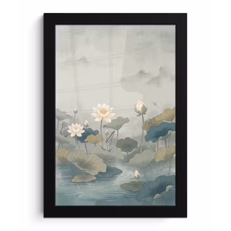 Poster met lijst - Lotus - Bloemen - Groen — 1