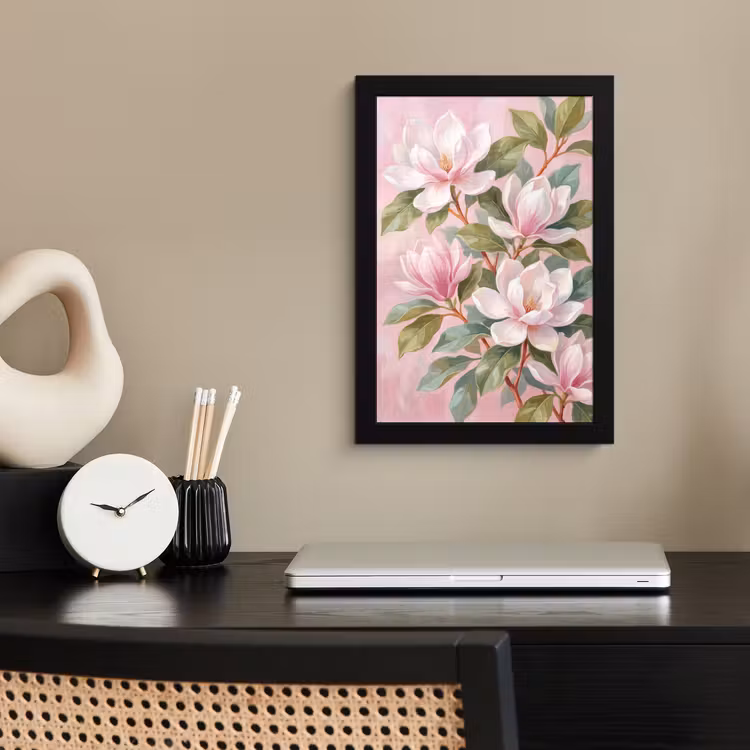 Poster met lijst - Magnolia's - Patroon - Roze — 3