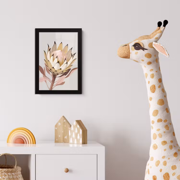 Poster met lijst - Protea - Bloem - Botanisch - Beige — 5