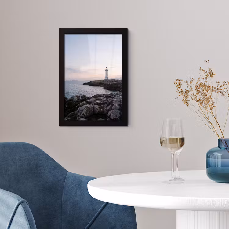 Poster met lijst - Rotsen - Vuurtoren - Wit — 2
