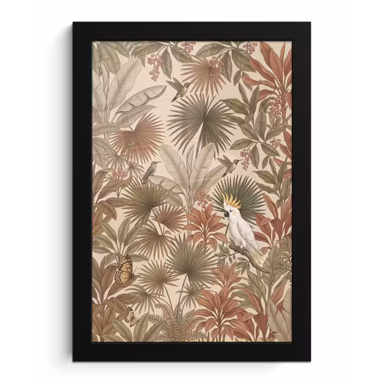 Poster met lijst - Tropisch - Vogels - Beige — 1