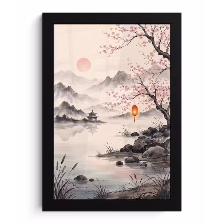 Poster met lijst - Zon - Japans - Traditioneel — 1