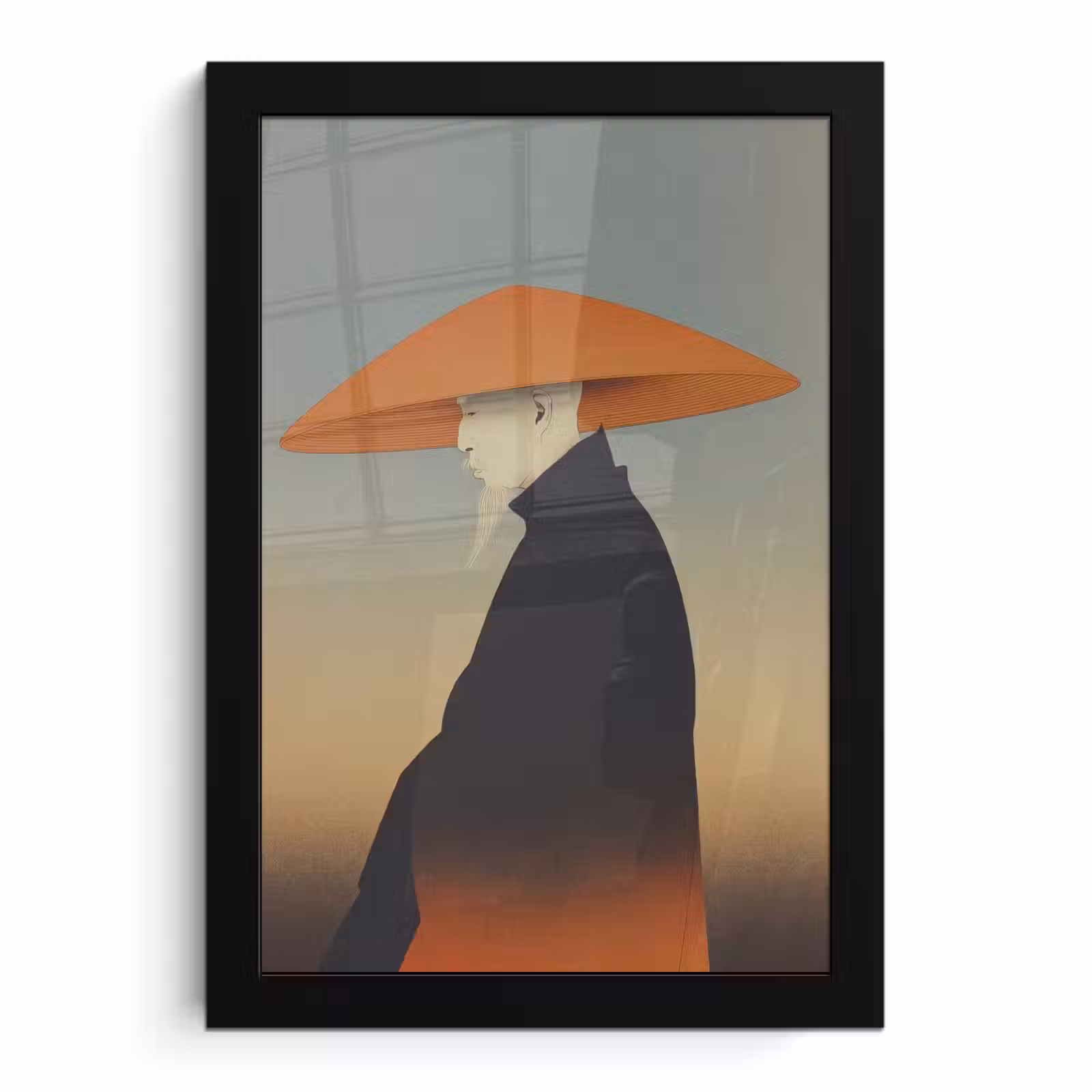 Poster met lijst - Minimalistisch - Silhouet - Oranje — 1