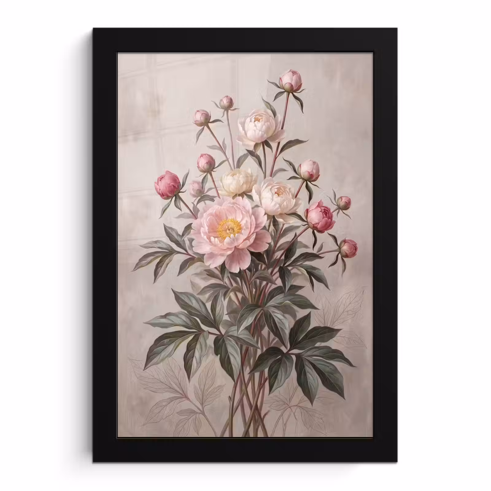 Poster met lijst - Pioenrozen - Boeket - Roze — 1