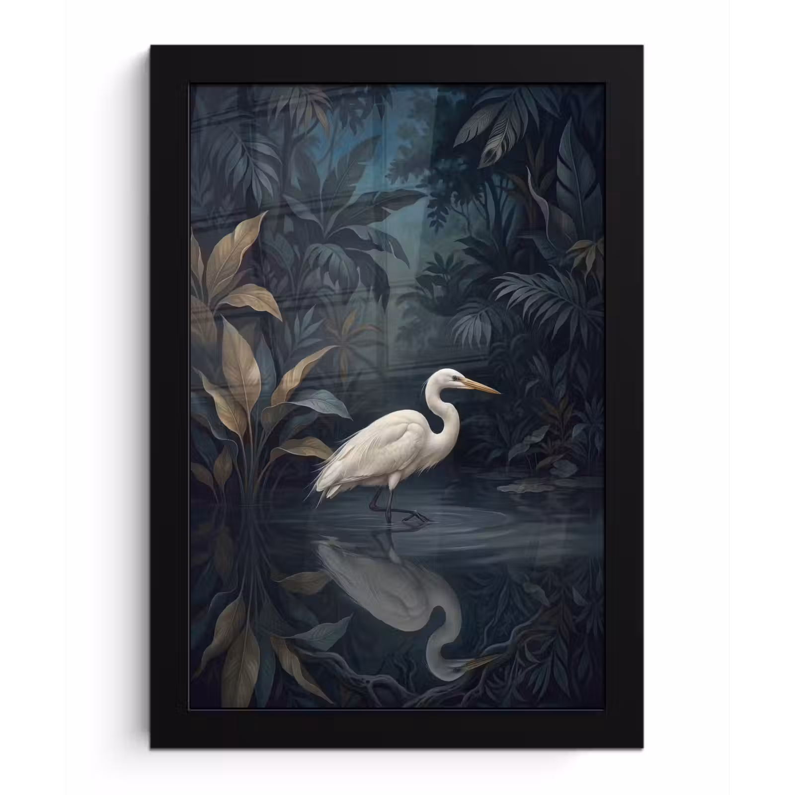 Poster met lijst - Reiger - Water - Natuur - Modern - Wit — 1