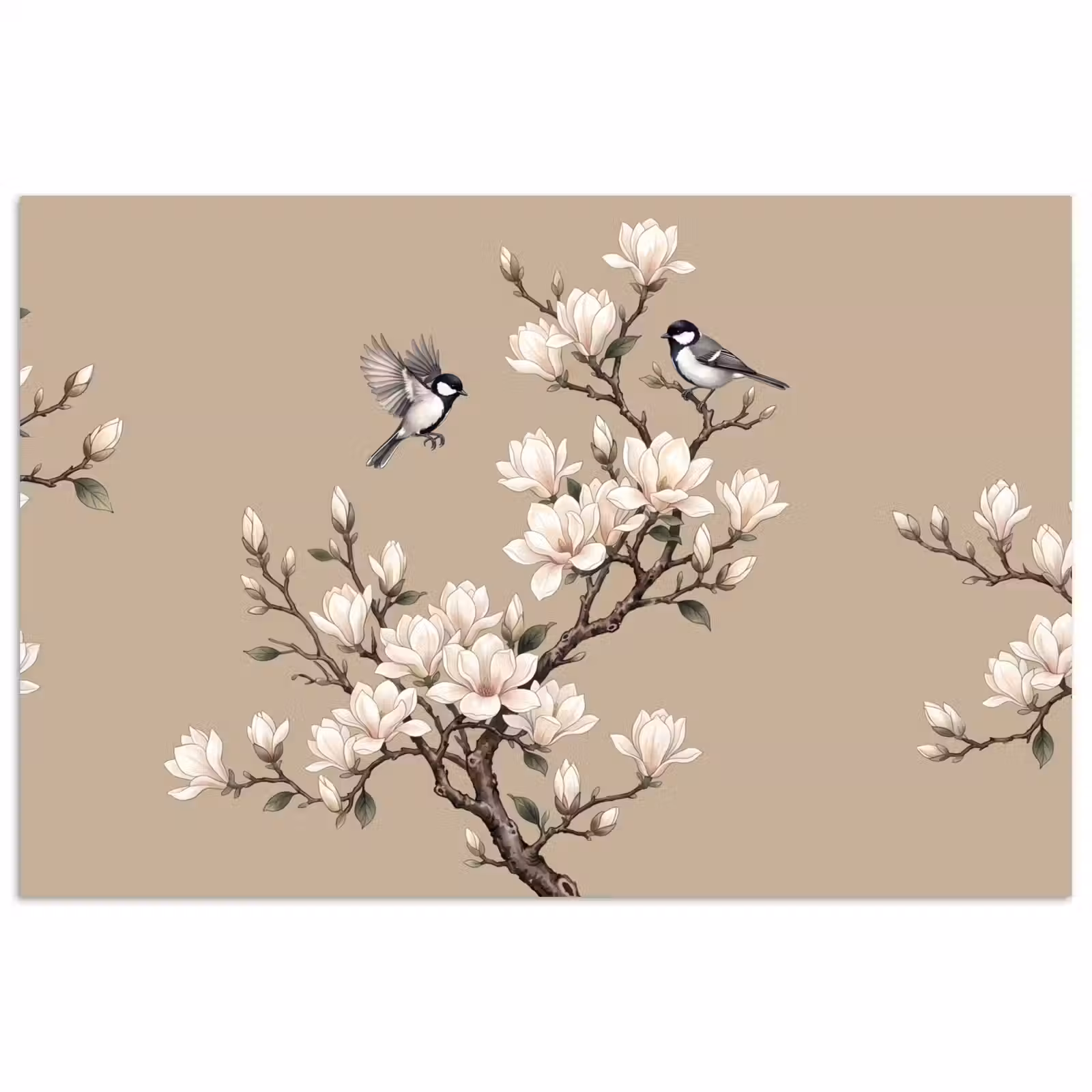 Poster - Oosters - Vogels - Beige — 1