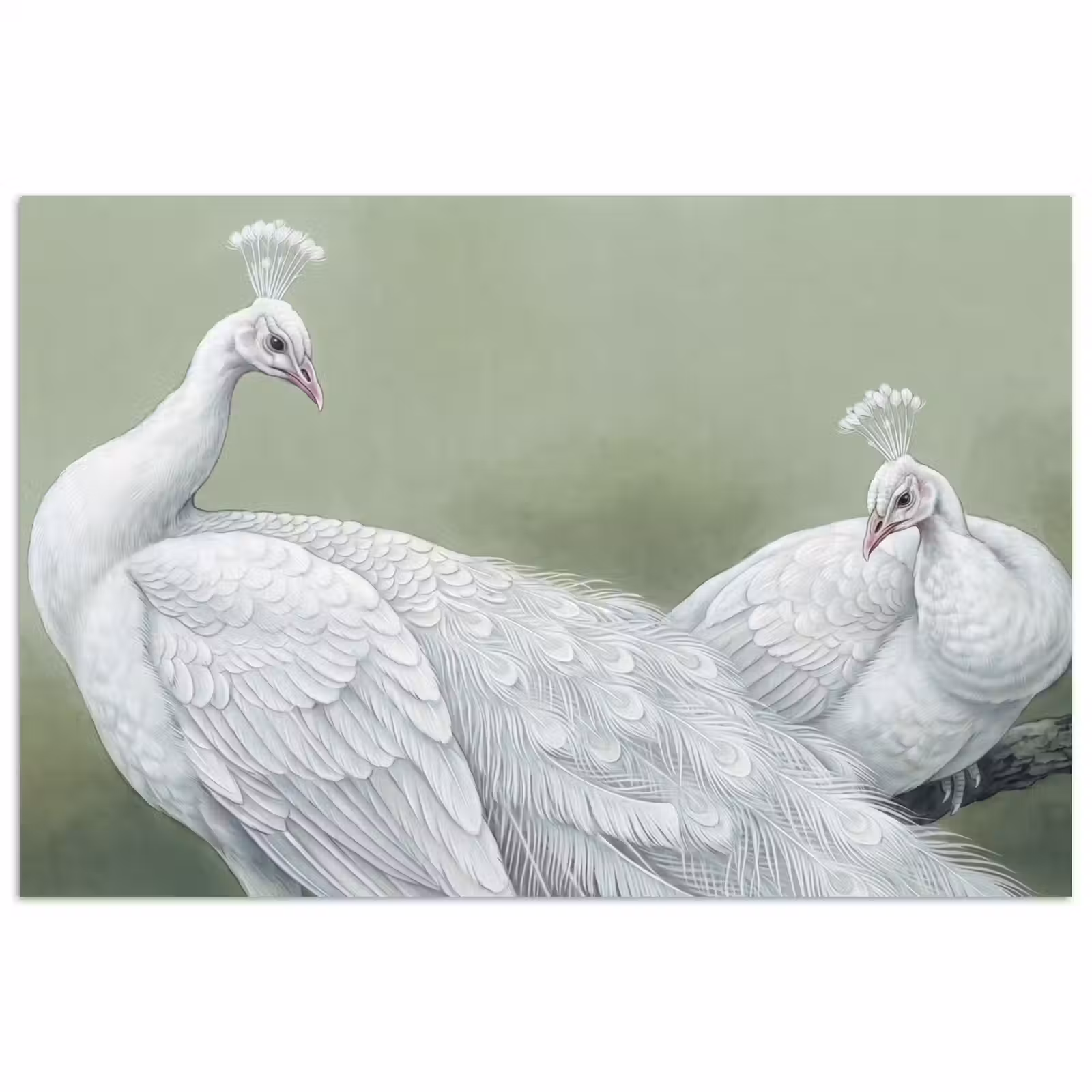 Poster - Pauwen - Wit - Natuur - Groen — 1