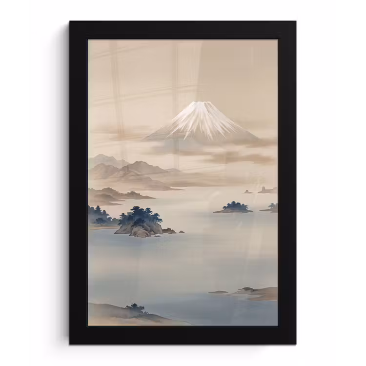 Poster met lijst - Japans - Landschap - Beige — 1