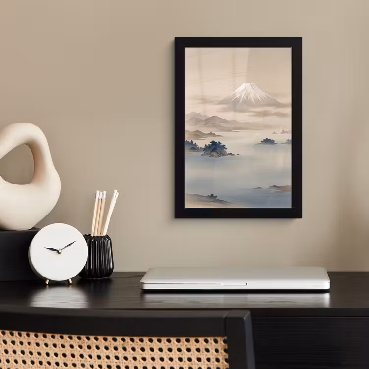 Poster met lijst - Japans - Landschap - Beige — 3