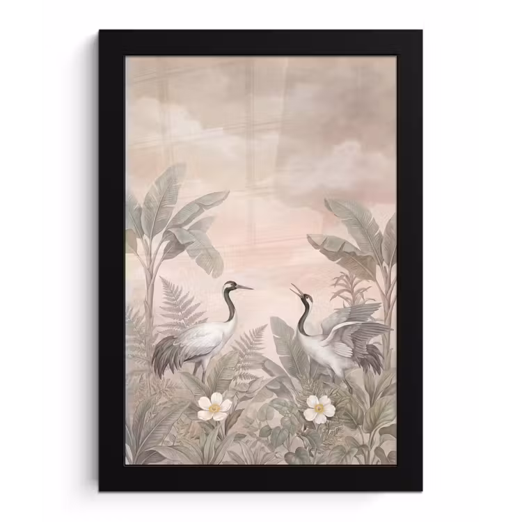 Poster met lijst - Kraanvogels - Natuur - Roze — 1