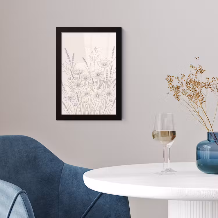 Poster met lijst - Minimalistisch - Modern - Bloemen - Beige — 2
