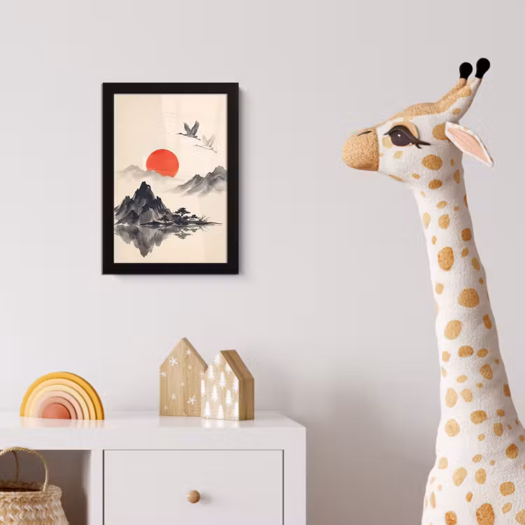 Poster met lijst - Oosters - Kraanvogels - Landschap — 5